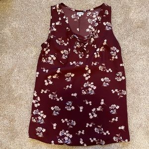 Tank Top with Floral Details XS Burgundy